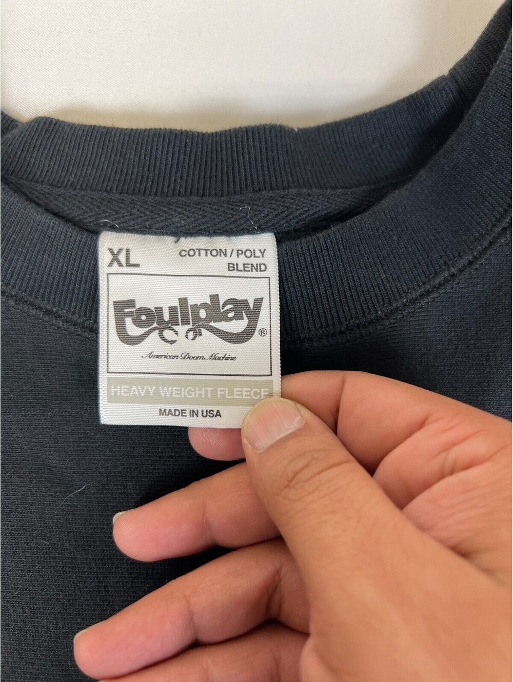 Foulplay Mens XL Made In USA Heavy Weight Fleece Sweatshirt Black Graphic - Picture 3 of 9